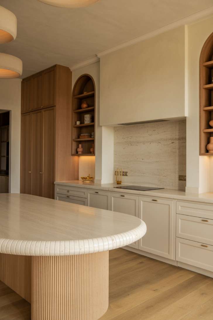 2026 Kitchen Trends: Warm, Textured, and Lived-In Spaces 14 Kitchen material samples showing warm neutrals and natural textures