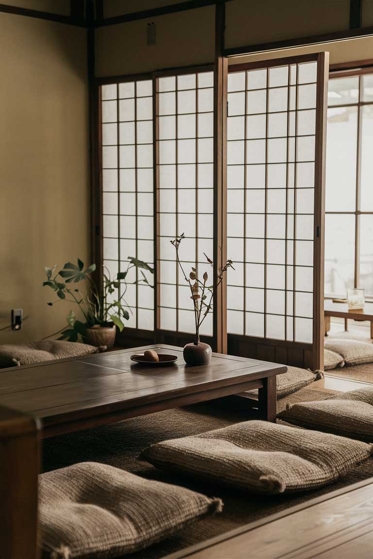 A Japanese inspired minimalist living room