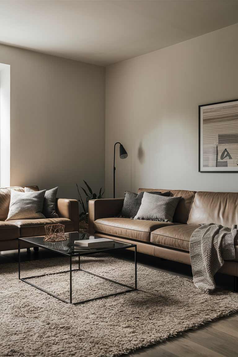 A minimalistic living room with a mix of textures