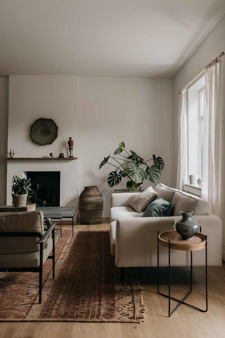 A living room with modern furniture