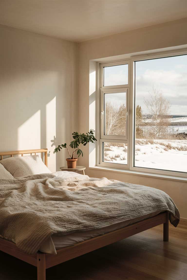 A Scandinavian minimalist bedroom