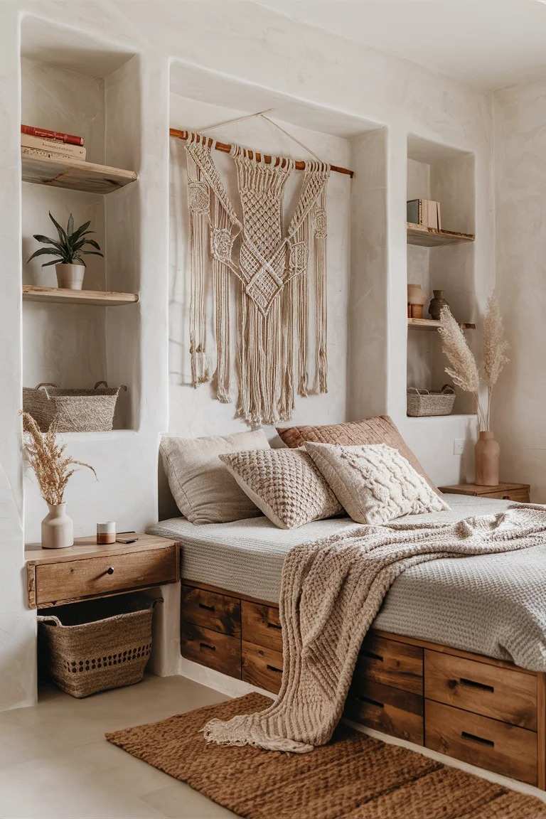 A minimalist boho bedroom