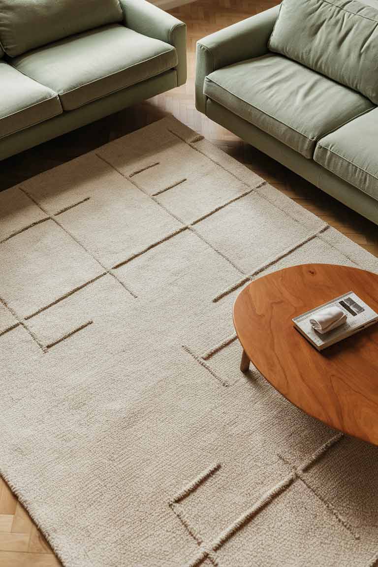 a wide shot of a living room floor