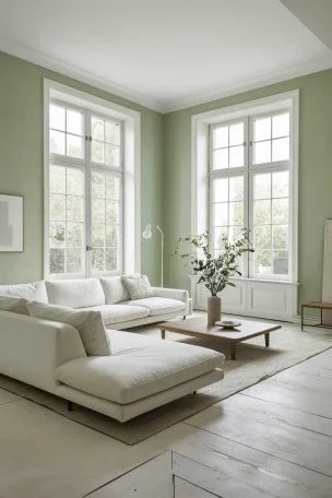 Sage green minimalistic living room ideas