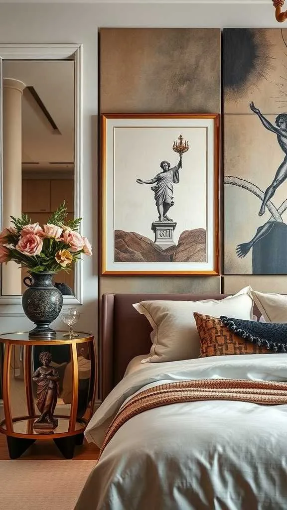 21 Elegant Bedroom Ideas for a Sophisticated Luxury Feel 9 A sophisticated bedroom featuring artful decor accents