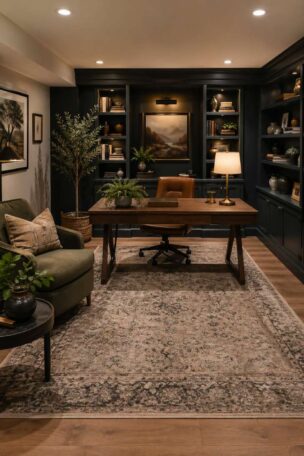 A basement office
