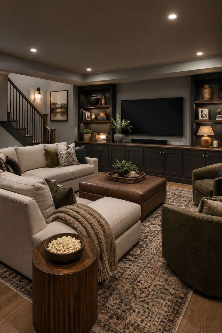 A basement tv room