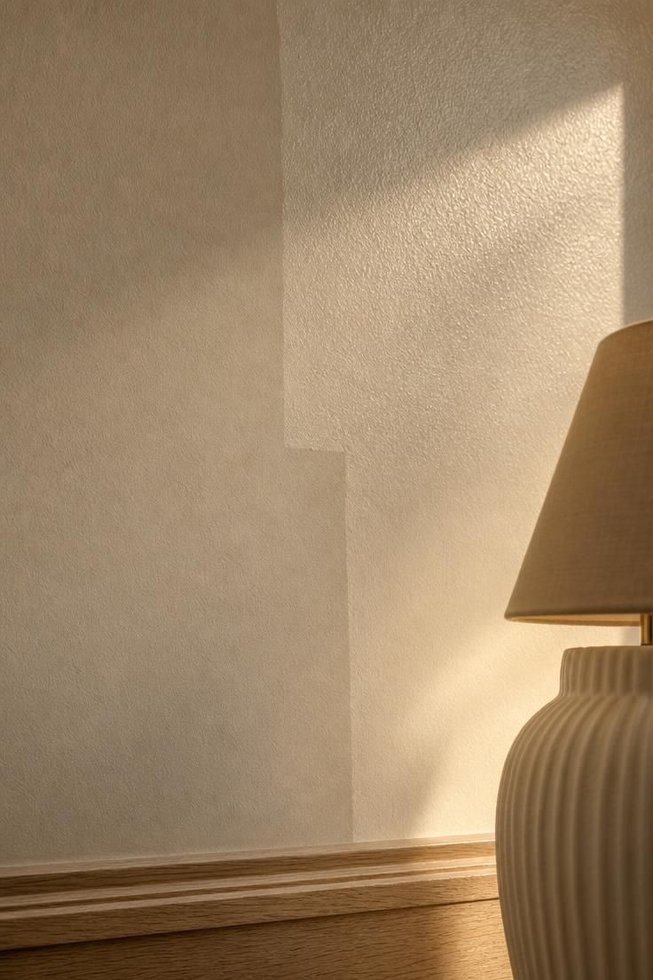 The Best Colors for Bedroom Walls That Actually Make a Space Feel Calmer 5 A close-up of two overlapping paint swatches on a bedroom wall, one matte and one eggshell, with warm golden light highlighting the surface textures.