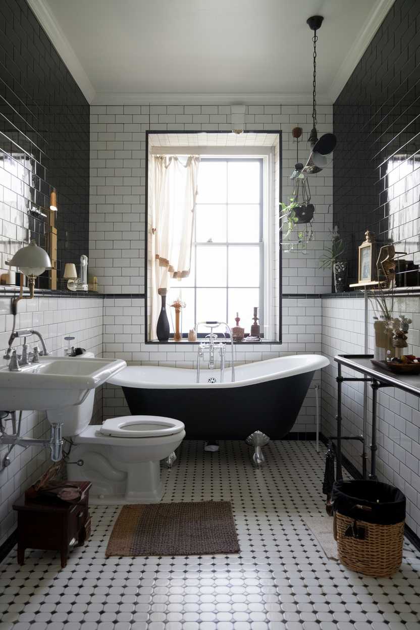 A black and white bathroom