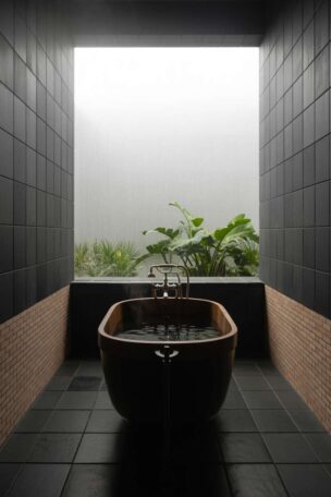 A black bathroom design
