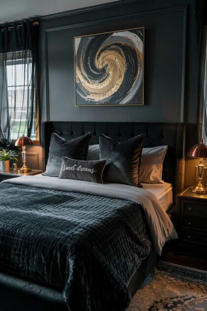 A black bedroom decor