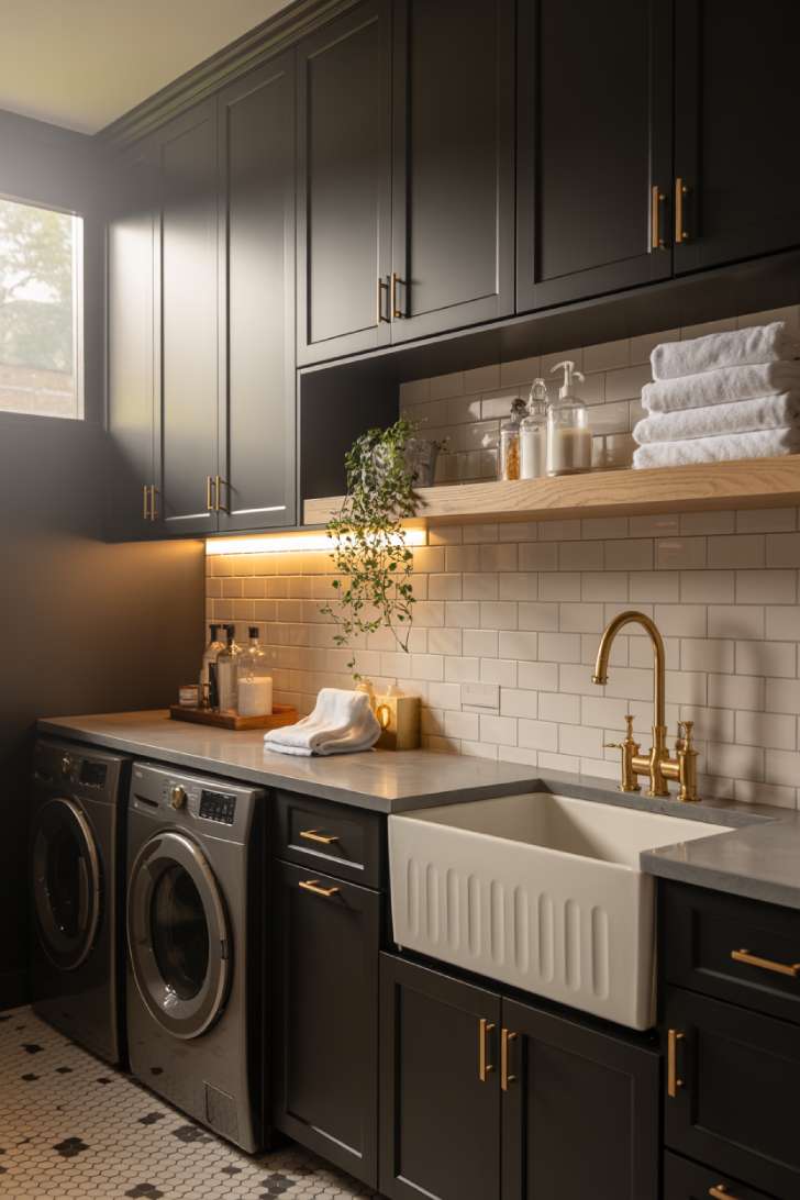 Simple Spaces 13 A black laundry room