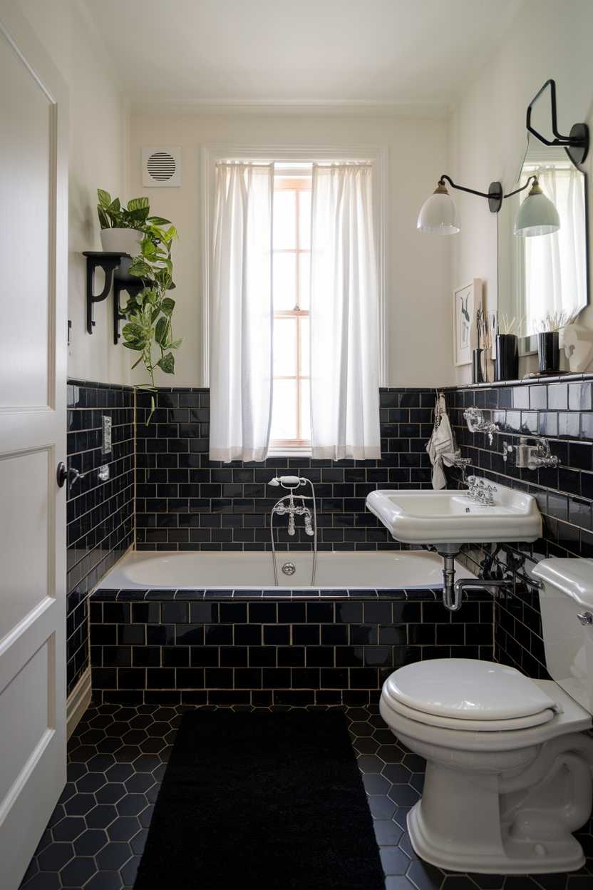 black tile bathroom fi