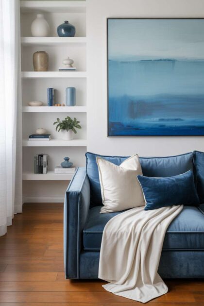 31 Fresh Blue and White Living Room Ideas That Inspire 36 A blue and white living room decor