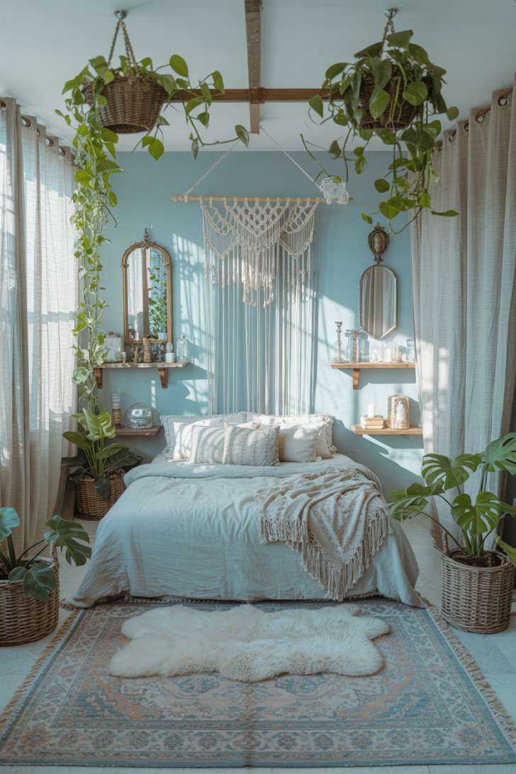 Simple Spaces 12 A blue bohemian bedroom decor