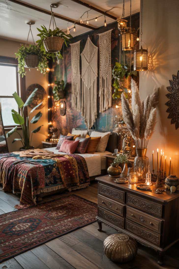 A Bohemian bedroom decor