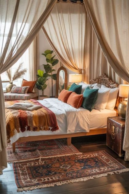 A bohemian chic bedroom