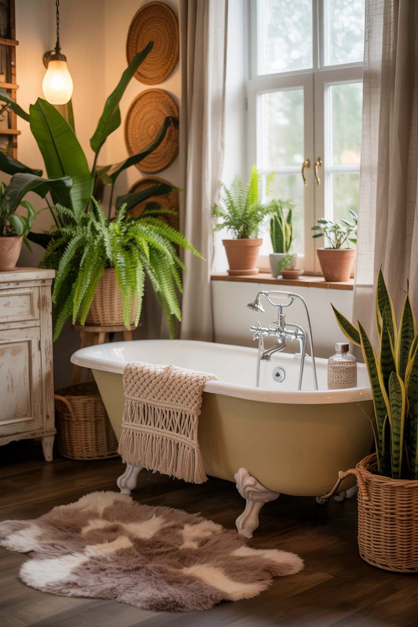 A boho bathroom decor