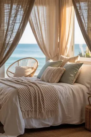 A boho coastal bedroom decor