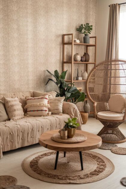 A boho living room decor