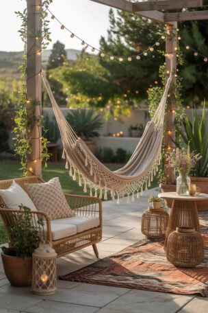A boho patio decor