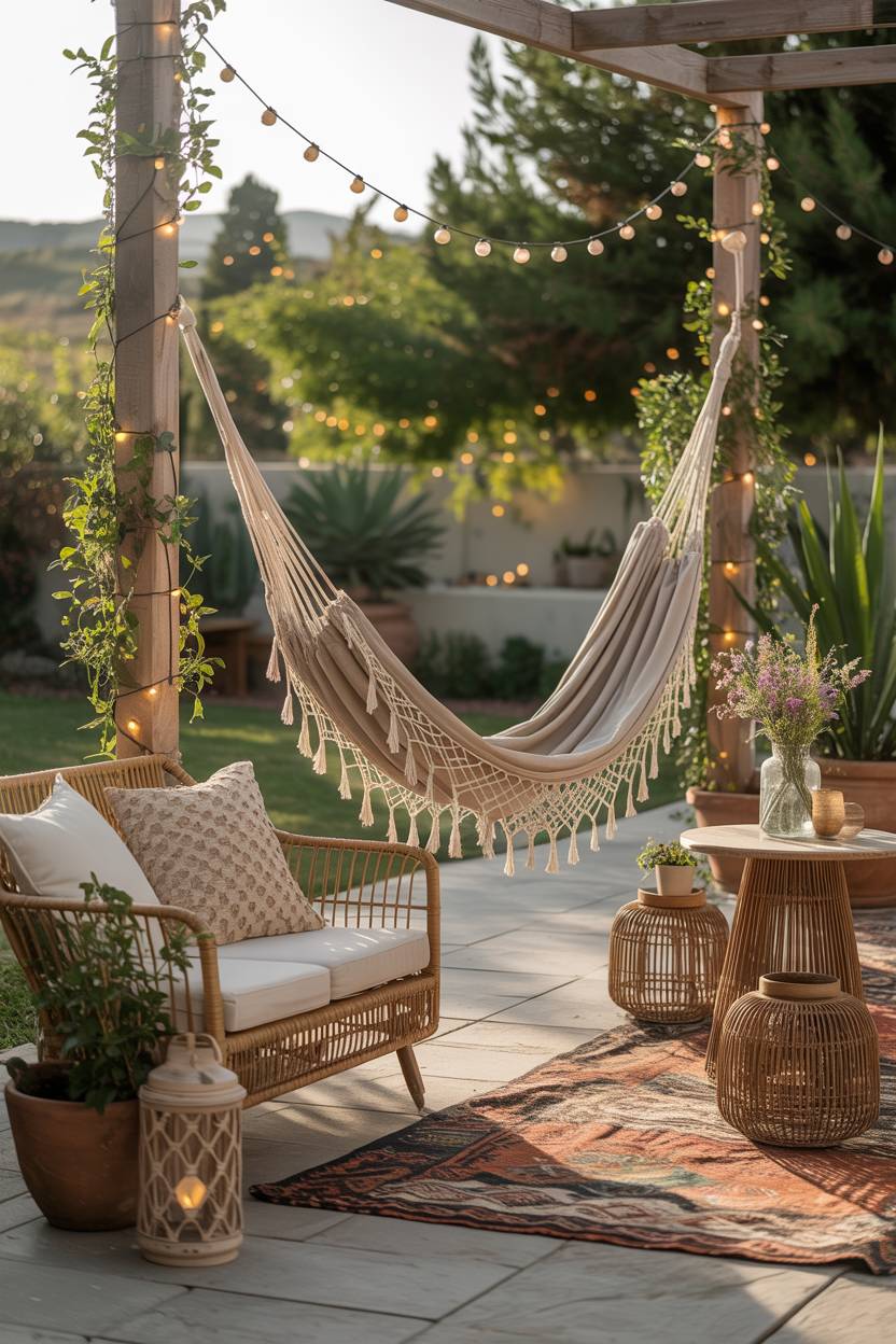 A boho patio decor
