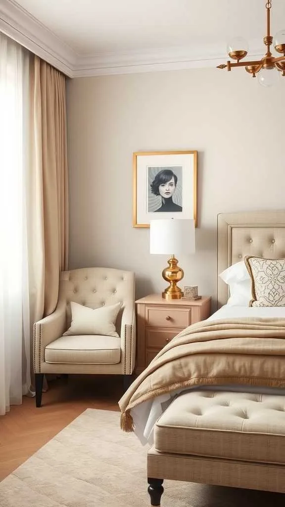 21 Elegant Bedroom Ideas for a Sophisticated Luxury Feel 5 Elegant bedroom with stylish accent furniture