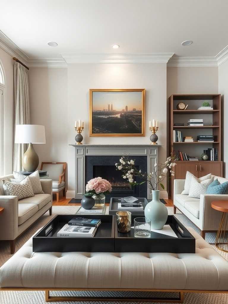 Chic modern luxury living room with stylish decor and elegant accessories