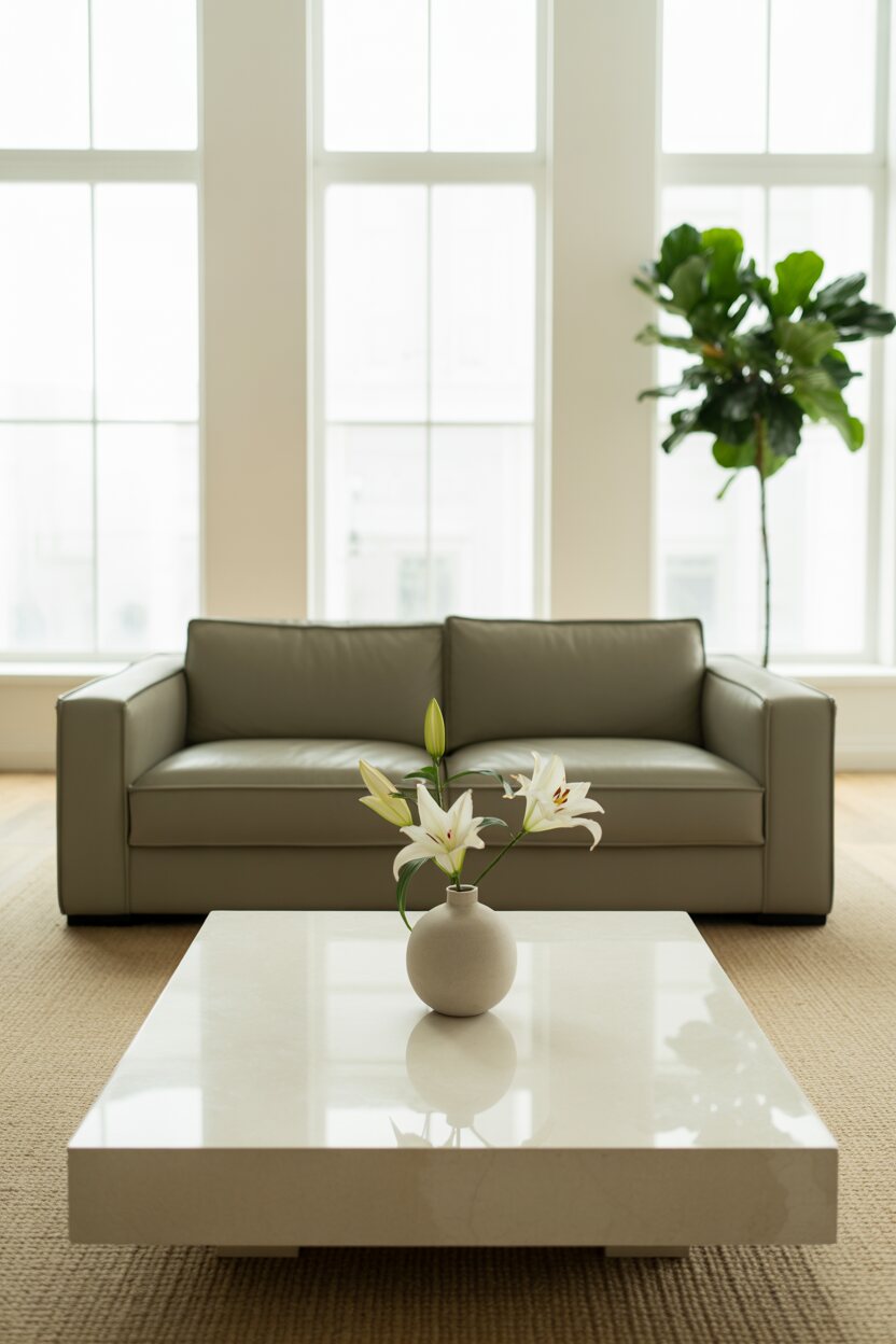 What is Modern Style Interior Design? Discover Its Benefits 1 Modern living room showing clean lines, geometric furniture, and minimal decor.