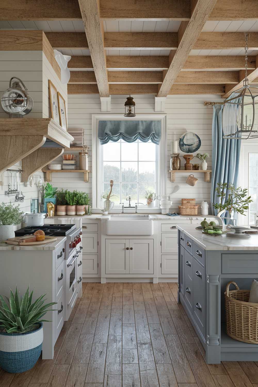 A coastal farmhouse kitchen