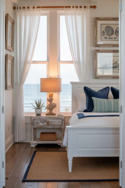 A coastal guest bedroom