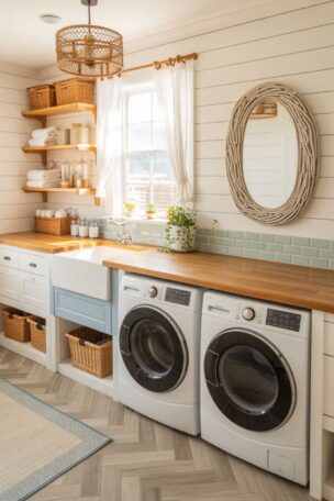 A coastal laundry room
