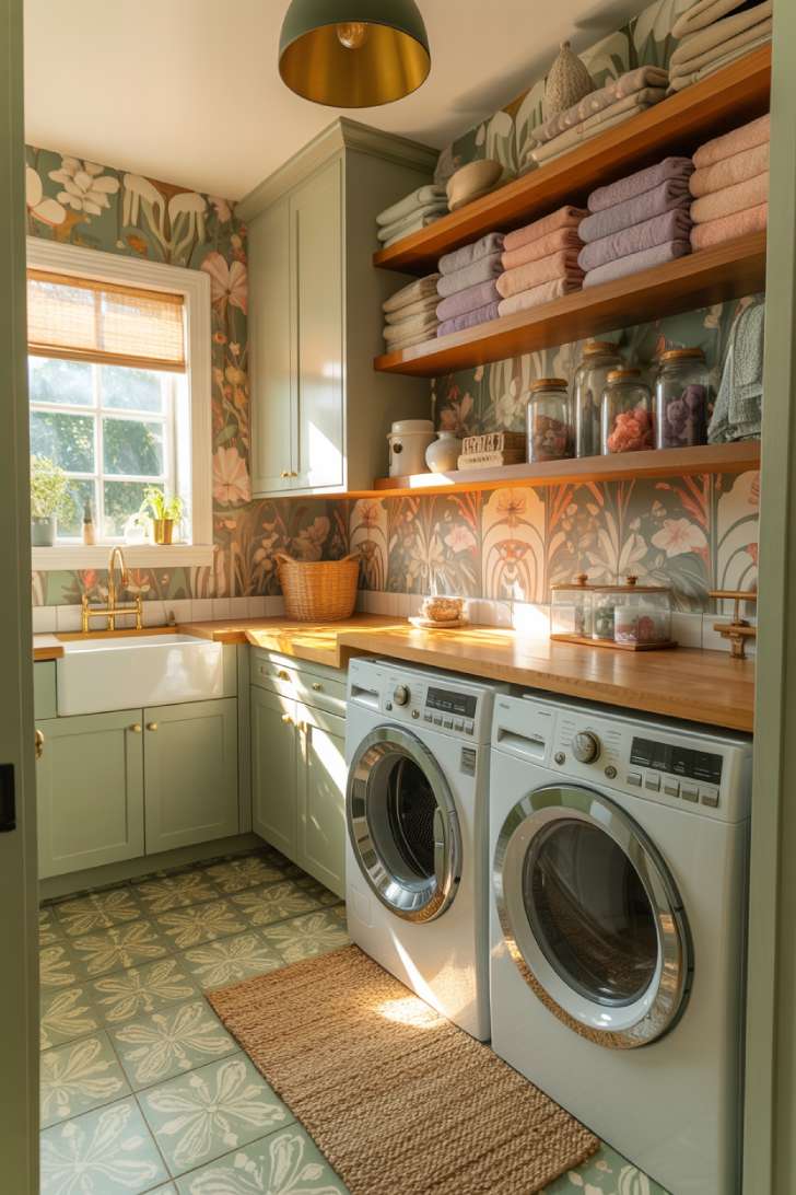 A colorful laundry room