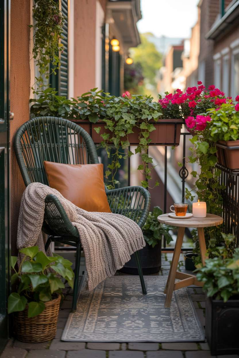 A cozy balcony decor