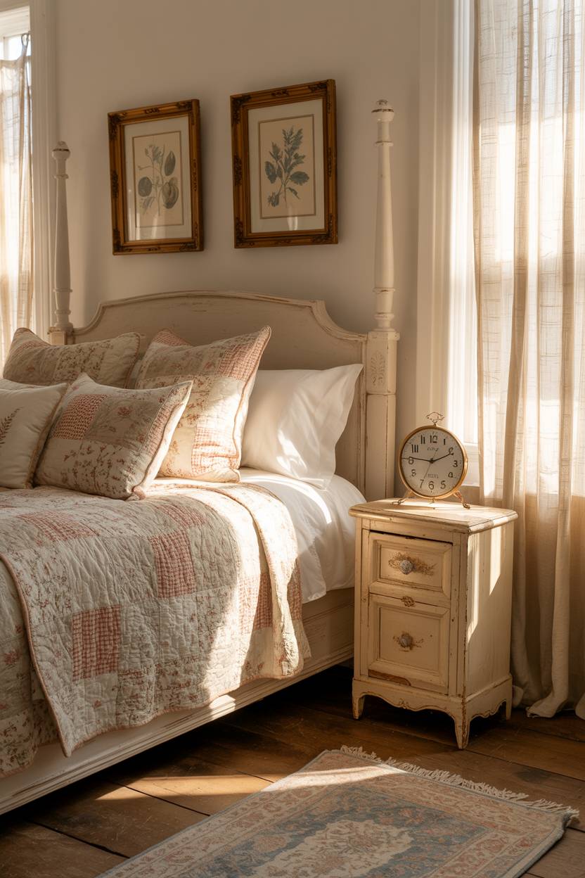 27 Cozy Cottage Bedroom Ideas for a Warm, Charming Retreat 16 An English cottage bedroom with four-poster bed and faded Persian rug