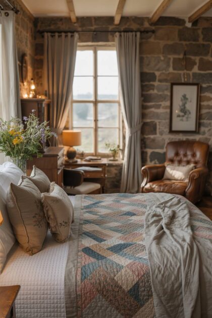 A cottage bedroom decor