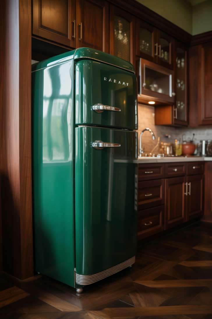 Forest green vintage-style refrigerator