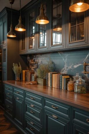 A dark academia kitchen decor