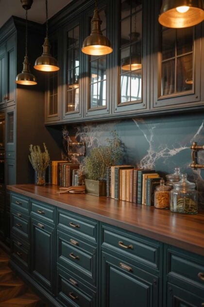 A dark academia kitchen decor