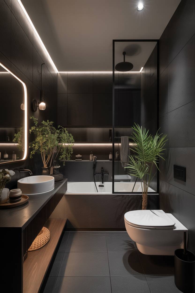 Dark bathroom design