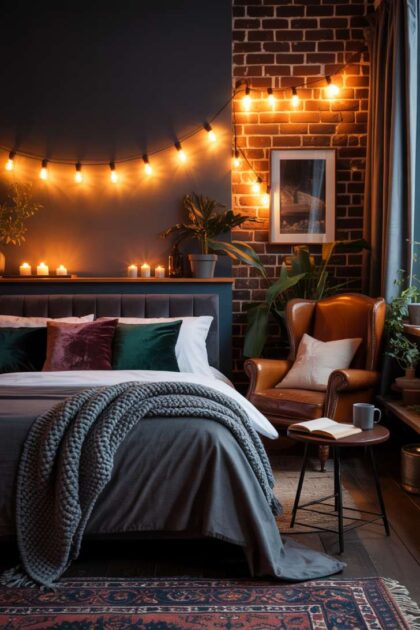 A dark bedroom design