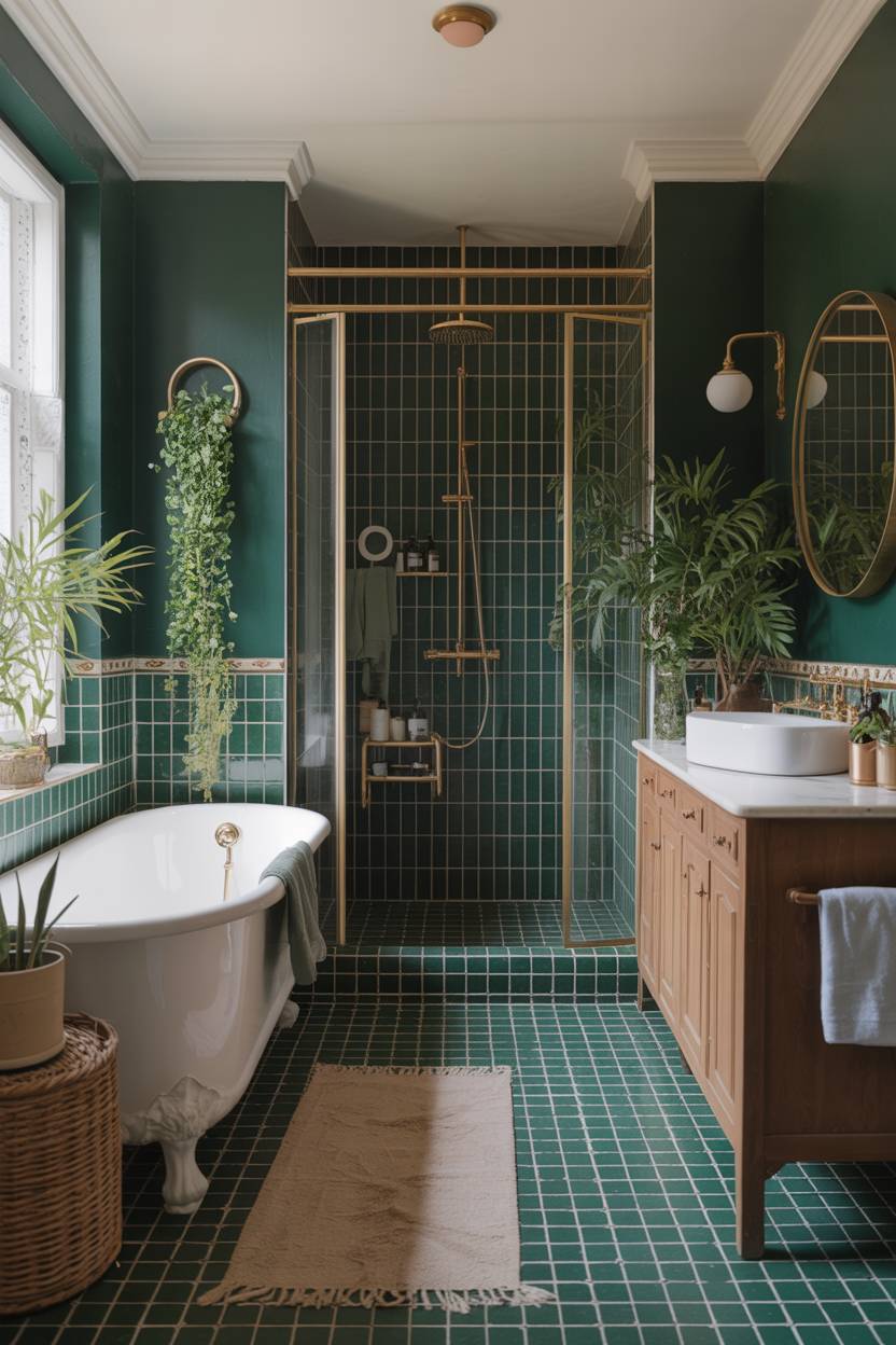 Simple Spaces 10 A dark green bathroom