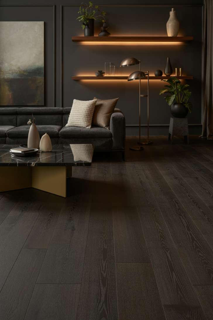 dark neutral living room 02 Explore layered textures, deep tones, and balanced lighting to create a dark neutral living room with warmth and depth