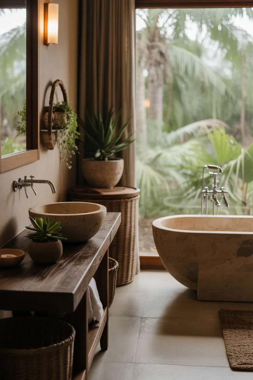 A earthy bathroom design