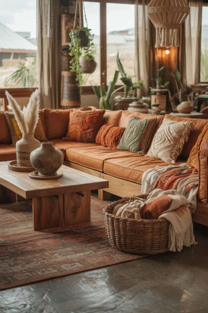 19 Earthy Boho Living Room Ideas for Warm Cozy Home Vibes 24 An earthy boho living room