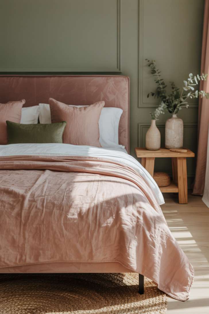 An earthy pink bedroom