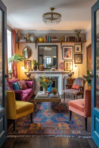 An eclectic living room design