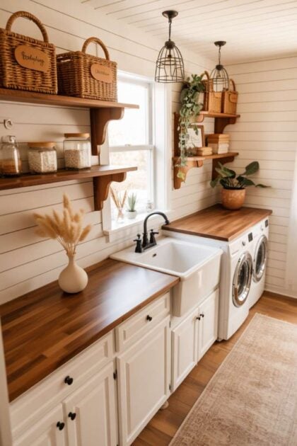 13 Cozy Farmhouse Laundry Room Ideas to Refresh Your Home A farmhouse laundry room