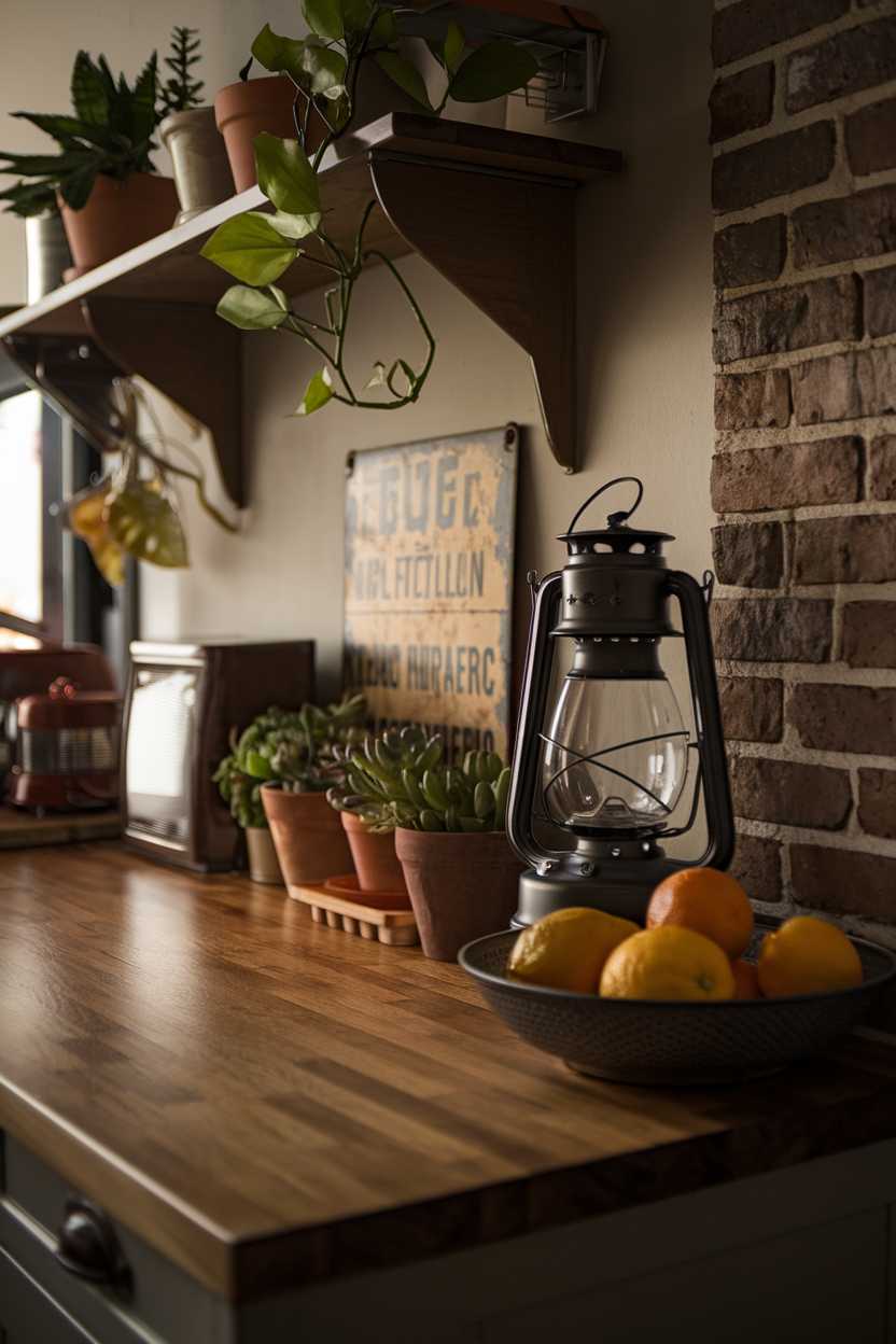 A moody farmhouse kitchen decor