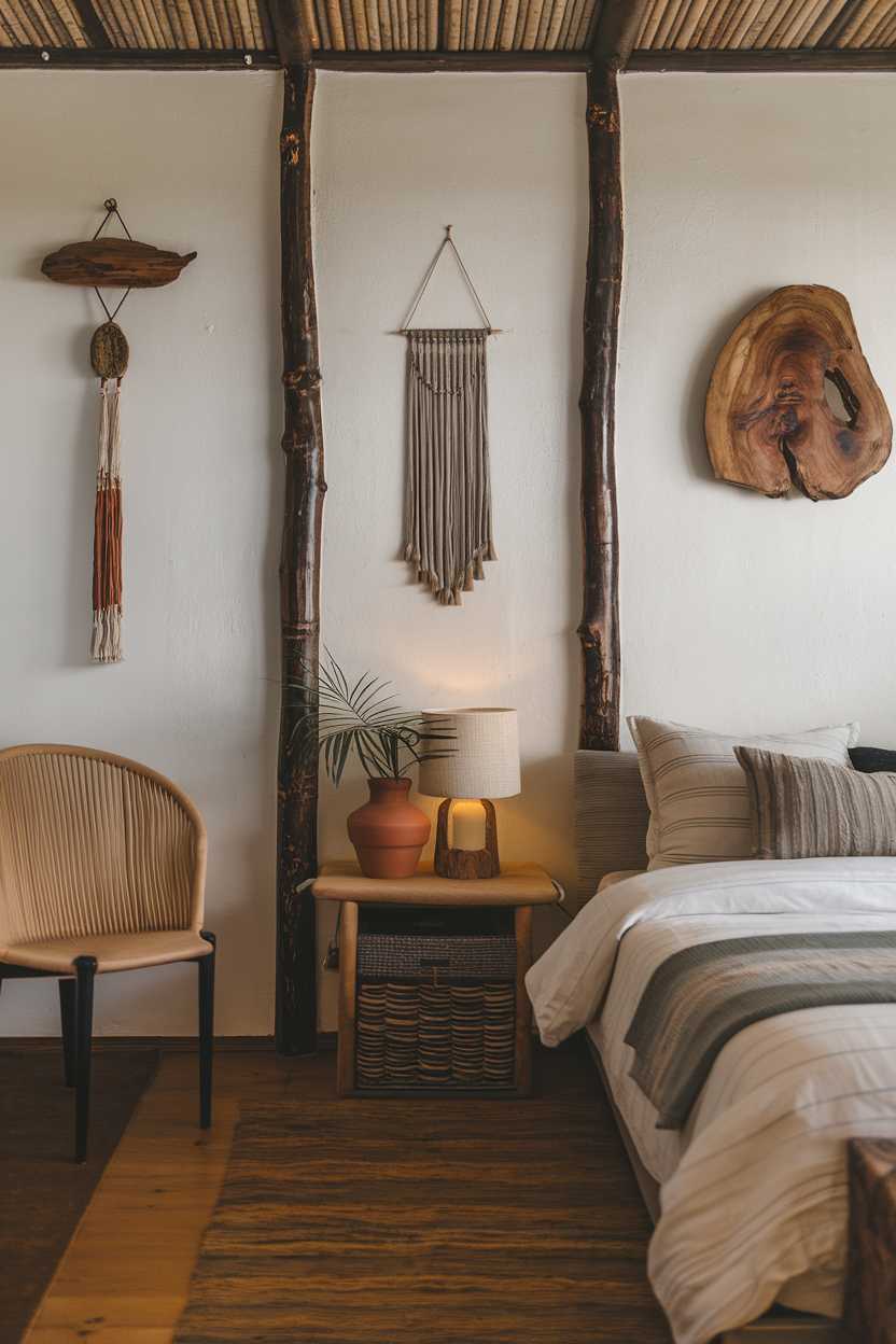 A wabi-sabi bedroom design